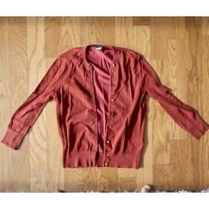 J Crew Cardigan Sweater Cotton Blend Rust Small